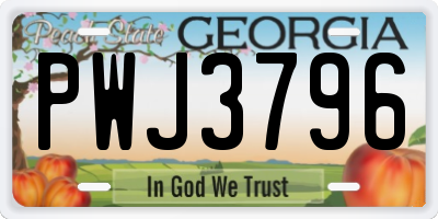 GA license plate PWJ3796