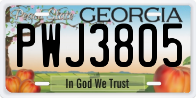 GA license plate PWJ3805