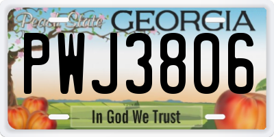GA license plate PWJ3806