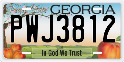 GA license plate PWJ3812
