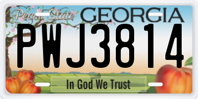 GA license plate PWJ3814