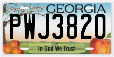 GA license plate PWJ3820