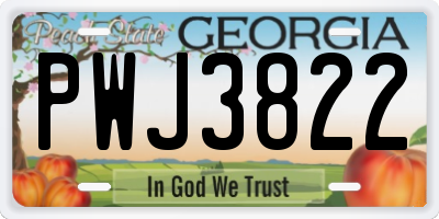 GA license plate PWJ3822