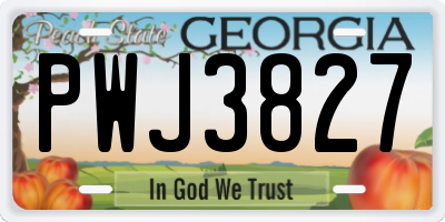 GA license plate PWJ3827