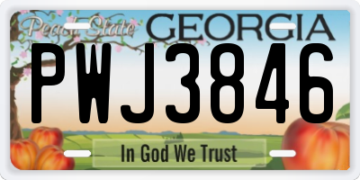 GA license plate PWJ3846
