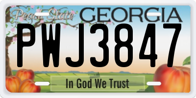 GA license plate PWJ3847