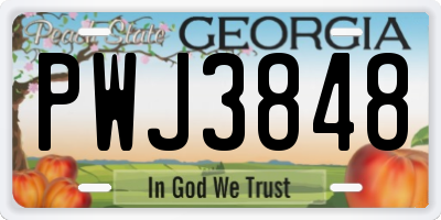 GA license plate PWJ3848