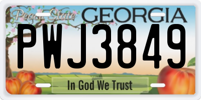 GA license plate PWJ3849