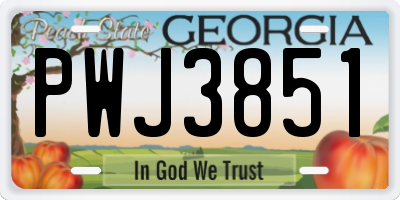 GA license plate PWJ3851