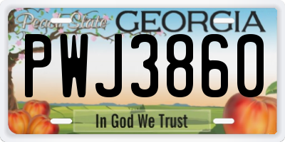 GA license plate PWJ3860