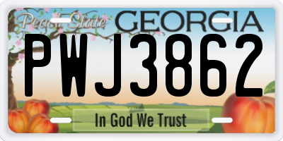 GA license plate PWJ3862