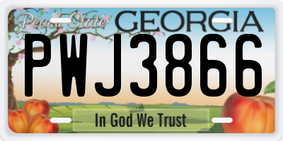 GA license plate PWJ3866