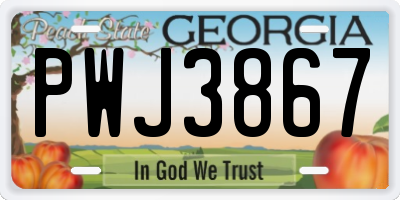 GA license plate PWJ3867
