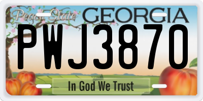 GA license plate PWJ3870