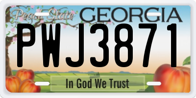 GA license plate PWJ3871