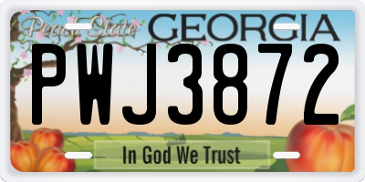 GA license plate PWJ3872