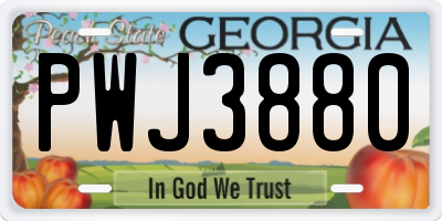 GA license plate PWJ3880