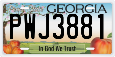 GA license plate PWJ3881