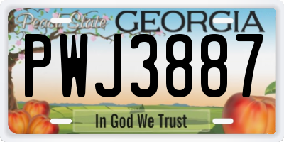 GA license plate PWJ3887