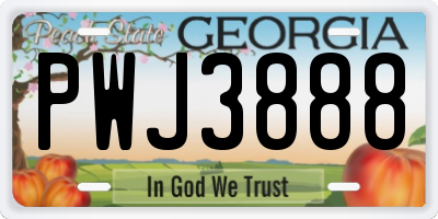 GA license plate PWJ3888