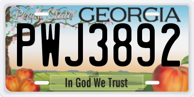 GA license plate PWJ3892