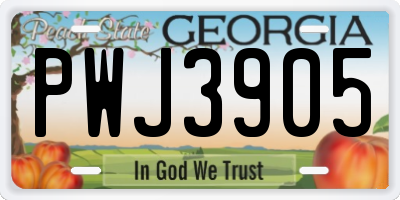 GA license plate PWJ3905