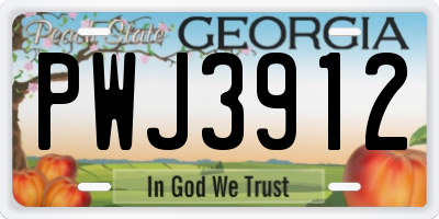 GA license plate PWJ3912
