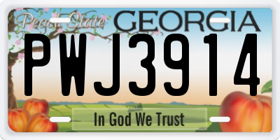 GA license plate PWJ3914