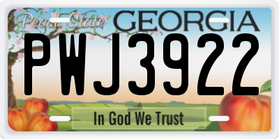 GA license plate PWJ3922