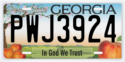 GA license plate PWJ3924
