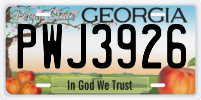 GA license plate PWJ3926
