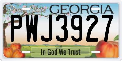 GA license plate PWJ3927