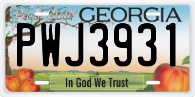 GA license plate PWJ3931