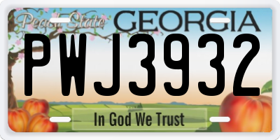 GA license plate PWJ3932