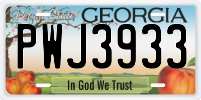 GA license plate PWJ3933