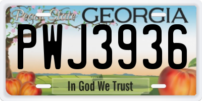 GA license plate PWJ3936
