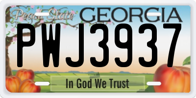 GA license plate PWJ3937