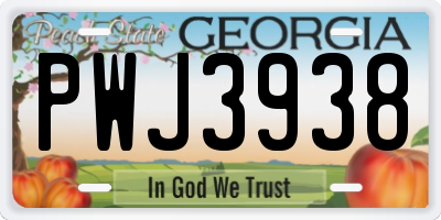 GA license plate PWJ3938