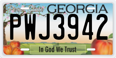 GA license plate PWJ3942