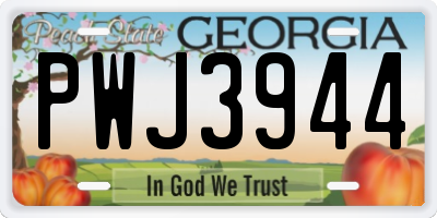 GA license plate PWJ3944