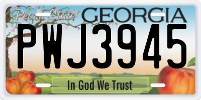 GA license plate PWJ3945