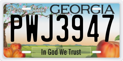 GA license plate PWJ3947