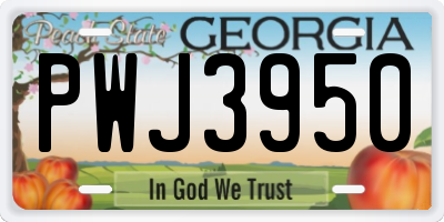 GA license plate PWJ3950