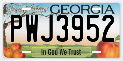 GA license plate PWJ3952