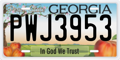 GA license plate PWJ3953