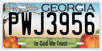GA license plate PWJ3956