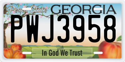 GA license plate PWJ3958