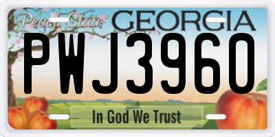 GA license plate PWJ3960