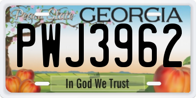 GA license plate PWJ3962