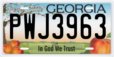GA license plate PWJ3963